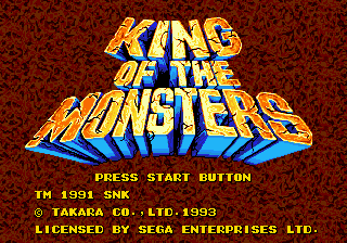 King of the Monsters title screen for Sega Mega Drive